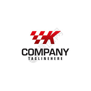 公司旗帜自动速度字母 K 标识模板矢量插图插画