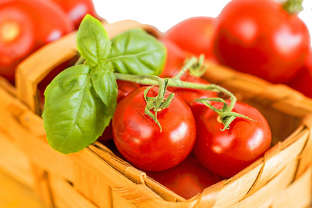 篮子里的醋西红柿美食水果蔬菜食物藤蔓宏观烹饪饮食收成厨房背景图片