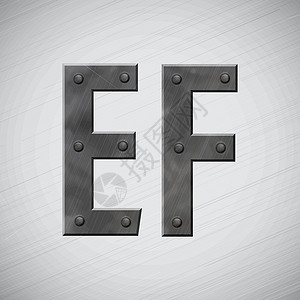 金属字母倒角合金铆钉划痕灰色工业字体插图数字背景图片