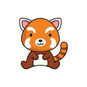 白色背景上的可爱商业红熊猫图标 Mascot 漫画背景图片