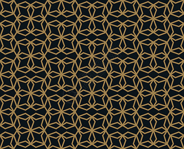 无缝图案带有线形装饰品 抽象的现代几何矢量背景墙纸几何学正方形纺织品网格金子插图装饰包装打印背景图片