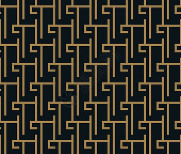 带有线条的抽象几何图案 无缝矢量背景 蓝黑色和金色纹理蓝色织物窗帘金子六边形纺织品包装网格六面体几何学背景图片