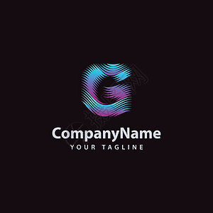 字母 G 现代波线Logo设计模板背景图片