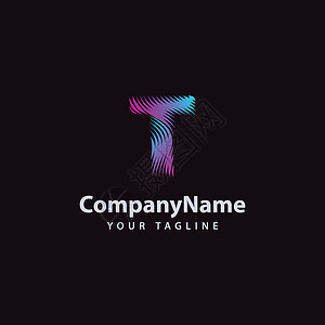 T 现代波线Logo设计模板背景图片