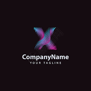 X 现代波线Logo设计模板背景图片