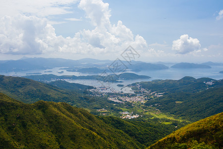 峰值香港新界的风景港口住宅旅游旅行场景高楼全景城市景观码头背景