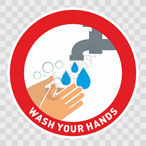 红圈预防感染公共卫生信息标志洗手背景图片