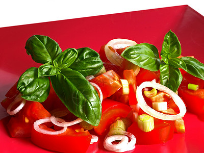 番茄沙拉厨房烹饪蔬菜水果起动机红色洋葱沙拉背景图片
