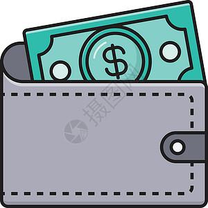 钱包包现金货币小袋插图商业金融宝藏零售银行贷款背景图片