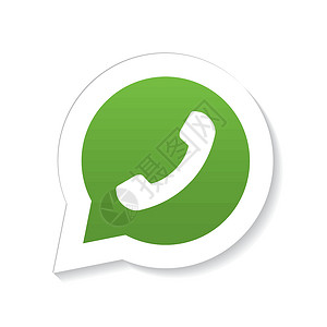 微信朋友圈界面绿色手机听筒在语言泡沫图标中 有淡化的阴影 与白色背景隔绝设计图片