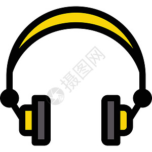 耳机打碟机技术配饰体积黑色工作室音乐立体声耳朵插图背景图片