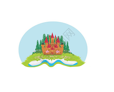传说中的神奇世界 从书中诞生的童话城堡堡垒紫色森林建筑艺术小说建筑学树木石头插图勇气高清图片素材
