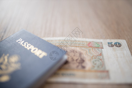 在 50缅甸缅元法案 之外颁发的美国护照 6卡片假期旅游世界游客旅行蓝色账单鉴别控制国籍高清图片素材