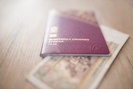 瑞典护照 附有50缅甸缅元法案部分内部部分内存旅游高清图片素材