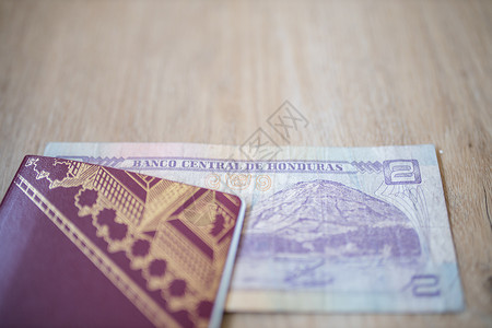 洪都拉斯中央银行关于瑞典护照内两项Lempiras法案的蓝色假期身份鉴别控制世界卡片国家海关边界签证高清图片素材