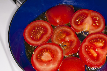 烤番茄草药红色水果熟食食物平底锅烹饪厨房蔬菜起动机背景图片