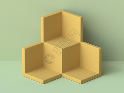 抽象棕色模拟立方体架3D背景图片