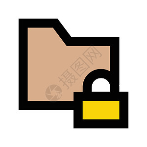 文件夹机密插图档案电脑钥匙黄色防火墙办公室文档数据背景图片