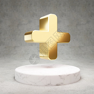 双色十字架标识加上图标 白色大理石讲台上的闪亮金色+符号背景