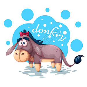 马和驴可爱的泰迪驴 - 有趣的插图设计图片
