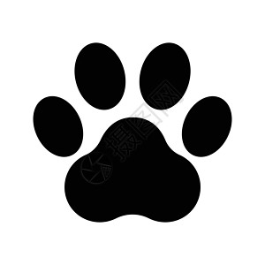 黑色背景狗动物白色插图卡通片打印痕迹宠物黑色脚印插画