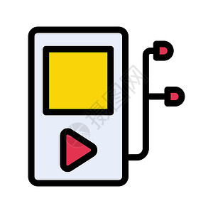 玩家导航耳塞耳机塑料音乐插图徽章反射互联网记录背景图片