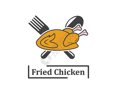它制作图案炸鸡图标标志美食标识插图掘金卡通片食物鸡腿盘子午餐横幅背景图片