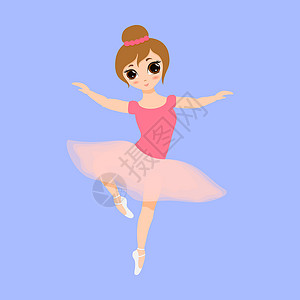 芭蕾舞裙可爱的小芭蕾舞女郎 穿粉红色裙裙的芭蕾舞女郎娃娃包子演员行动微笑剧院女士插图蓝色女性插画