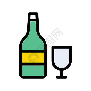 酒精酒瓶子液体酒厂黑色藤蔓菜单酒杯空白玻璃餐厅插画