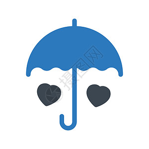 照顾护理数字安全插图心脏病学元素设计热情蓝色拼贴画阳伞背景图片