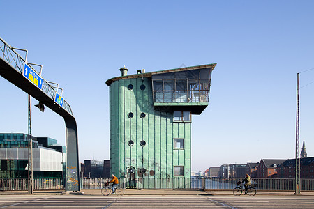 显通寺铜塔丹麦哥本哈根Langebro桥游客自行车首都历史性街道景观场景内港旅游旅行背景