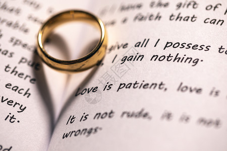 圣经上的金结婚戒指仪式纪念日已婚金子阴影珠宝婚姻祝福宗教周年背景图片