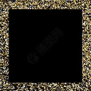 闪光框架 黑色背景上的金色方形边框 与拷贝空间的圣诞节背景 金色魔法纸屑壁纸 具有闪闪发光的颗粒或灰尘的抽象魅力装饰元素背景图片