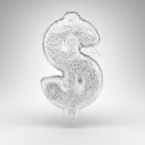 白色背景上的美元符号 具有光泽金属质感的折痕铝箔 3D 标志背景图片