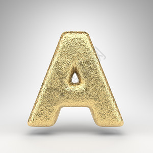 大写字母合集白色背景上的大写字母 A 具有光泽金属质感的折痕金箔 3D 字母背景