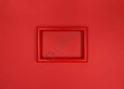 墙上的框架 最起码的红色单色照片背景图片