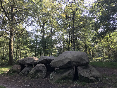 德伦特旧石头碎石板森林石墓背景
