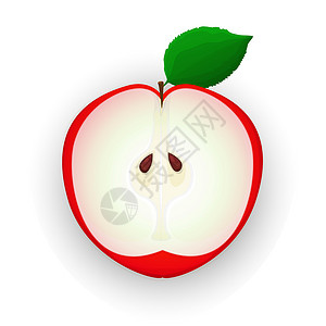 苹果图标阴影种子叶子节食食品食物营养水果苹果片插图背景图片