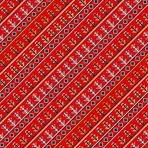 橙色图案的地毯罗马尼亚传统图案 7刺绣民间纺织品几何绣花艺术地毯文化织物装饰品插画