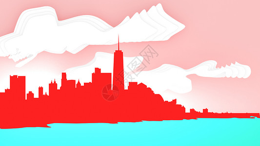 3d表示纽约城市绘画的图解 美国人纽约市摩天大楼建筑物建筑天空旅游黑色照明自由插图市中心背景图片