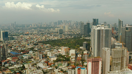 菲律宾首都马尼拉 空中观光区 校对 Portnoy市中心建筑学地标鸟瞰图大都会天空建筑旅行天际公寓全景高清图片素材