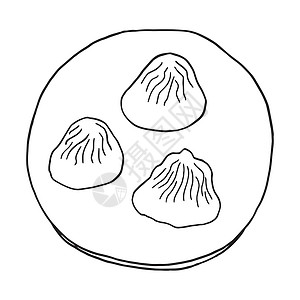 台湾美食凤梨酥手绘涂鸦饺子小笼包 中国菜菜 菜单咖啡馆标签和包装的设计草图元素 白色背景上的矢量图插画