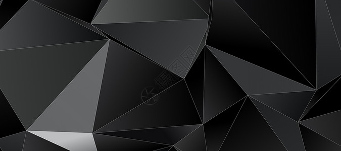 工笔白描抽象的黑色三角形背景与细白描边插图钻石多边形马赛克奢华墙纸金属灰色水晶艺术背景