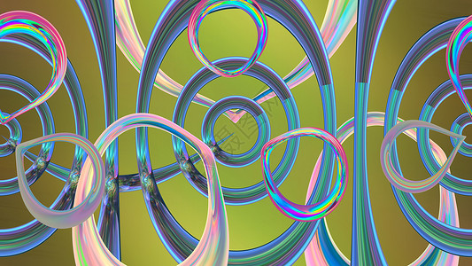具有未来派装饰品的抽象背景图像艺术彩虹色蓝色金子3d渲染背景图片