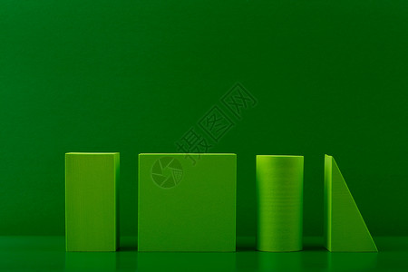 抽象绿色单色与绿色几何图形反对绿色背景与复制 spac背景图片