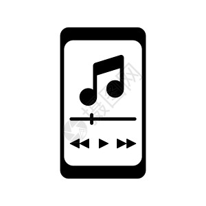 智能手机与音乐播放器应用程序矢量字形 ico屏幕歌曲插图按钮音乐互联网用户玩家电话界面背景图片