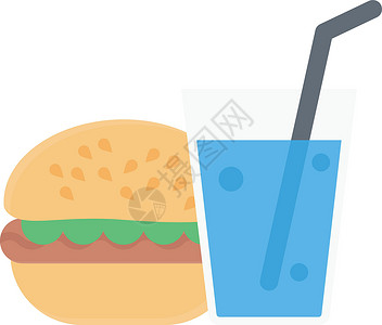 果汁苏打包子面包食物营养饮料午餐可乐牛肉插图背景图片