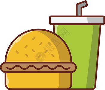 汉堡包包子午餐饮食面包可乐饮料苏打插图国家黑色背景图片