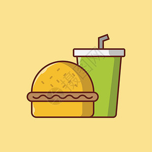 汉堡包营养午餐可乐苏打国家面包饮食插图黑色食物背景图片