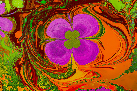 彩色抽象图案Ebru 大理石纹艺术与花卉图案 抽象彩色背景脚凳装饰品花纹绘画大理石墙纸模式效果火鸡墨水背景